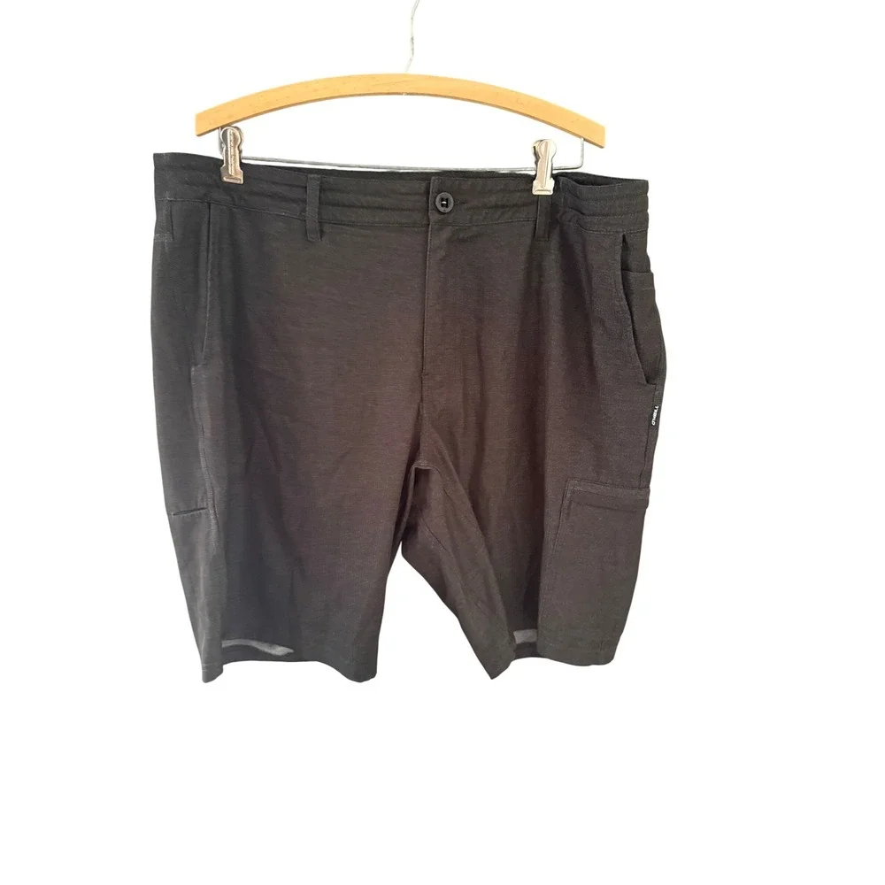 ONeill Crossover Hybrid Shorts Mens 38 Black Heather Stretch Boardshorts Water